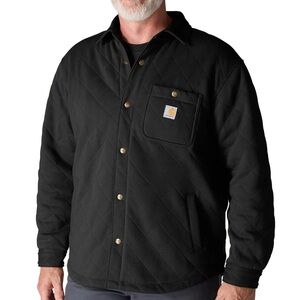 Carhartt Men's Black Quilted Snap-Front Shirt Jacket